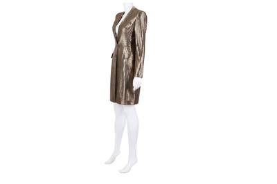 Lot 644 - Akris Bronze Stripe Longline Jacket - Size 8