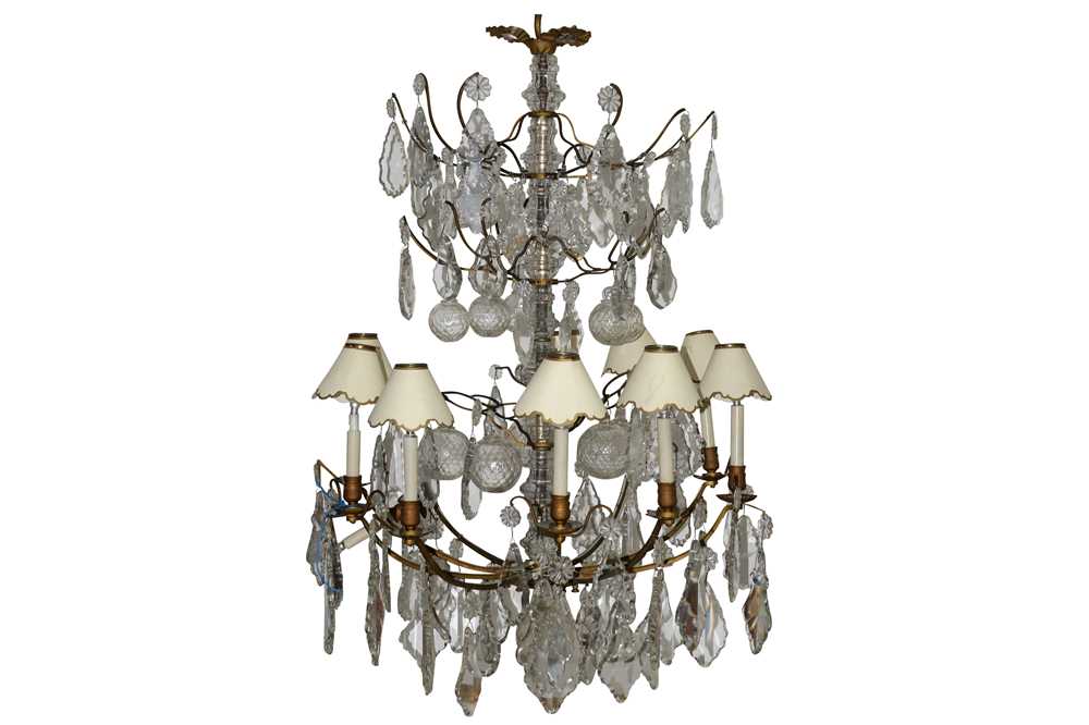 Lot 621 - A LARGE FRENCH TEN BRANCH ORMOLU CHANDELIER, LATE 19TH TO EARLY 20TH CENTURY