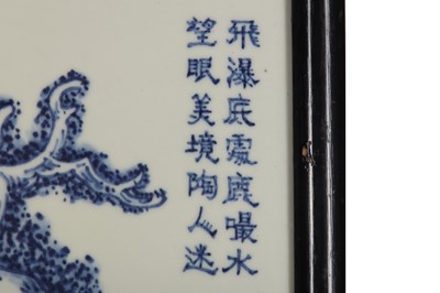 Lot 292 - A PAIR OF CHINESE BLUE AND WHITE PAINTINGS ON PORCELAIN, 20TH CENTURY