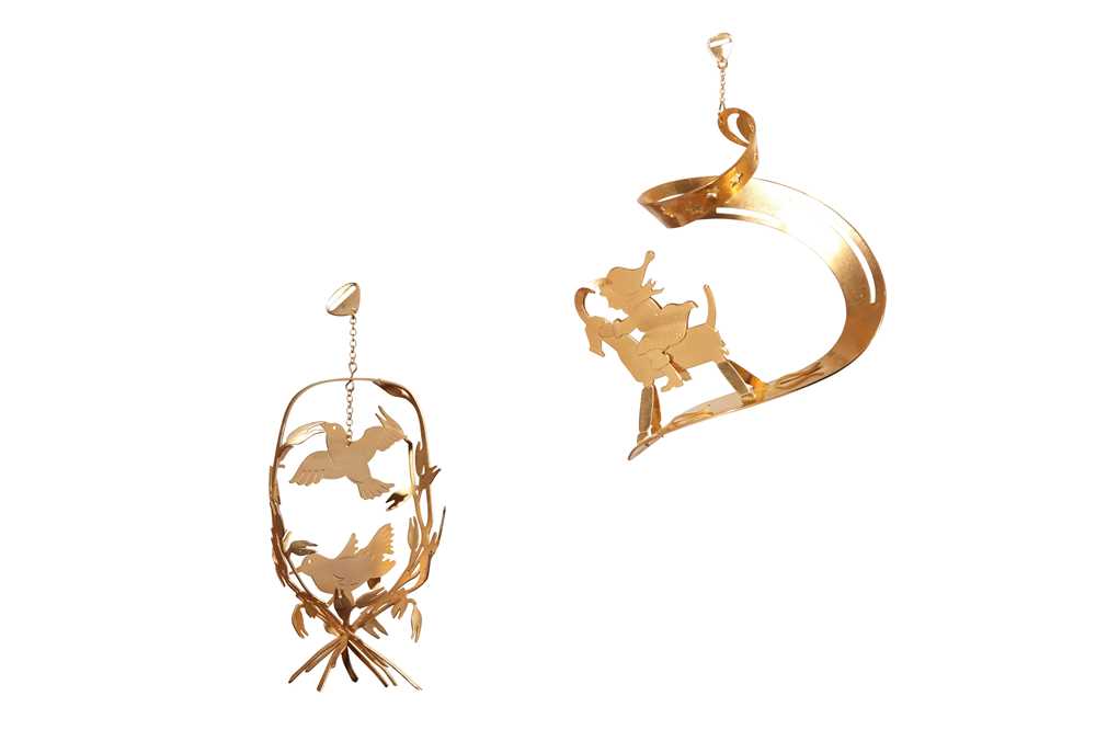 Lot 237 - Two Georg Jensen gold plated Christmas tree decorations