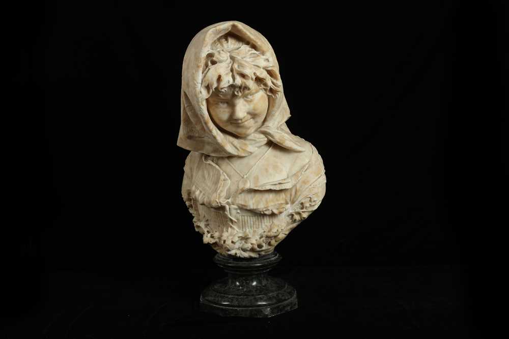 Lot 8 - PIETRO BAZZANTI (ITALIAN, 1825-1895): AN ALABASTER BUST OF A YOUNG MAIDEN