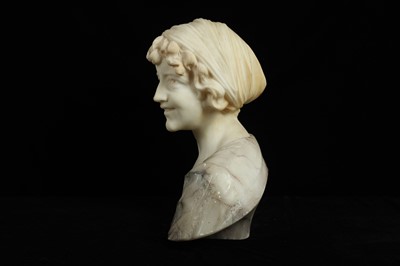 Lot 14 - PROF GIACHI (ITALIAN, LATE 19TH C): AN ALABASTER BUST OF A GIRL