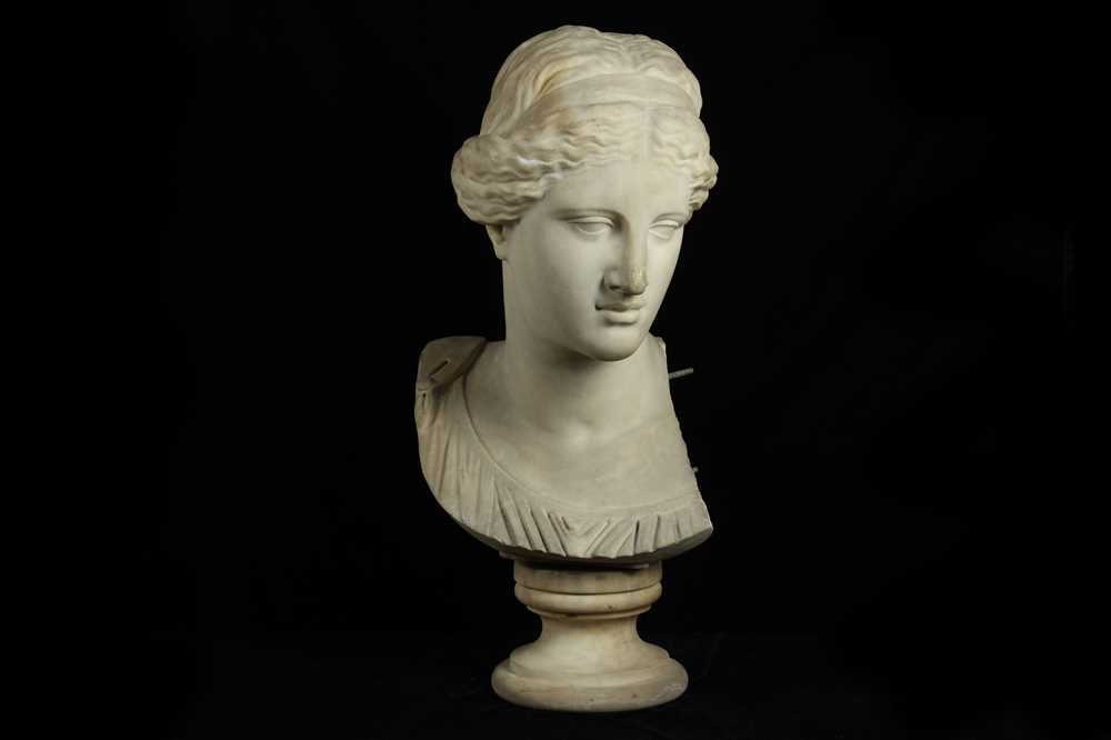 Lot 21 - F. PALLA (ITALIAN, LATE 19TH C) A LARGE WHITE MARBLE BUST OF VENUS AFTER THE ANTIQUE