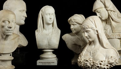 Lot 1 - D. DAVIS (ENGLISH, 19TH CENTURY): A LATE 19TH CENTURY MARBLE BUST OF CHARITY DATED 1878