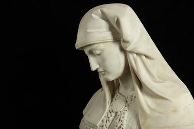 Lot 6 - A FINE LATE 19TH CENTURY ITALIAN MARBLE BUST OF A MAIDEN OR FEMALE SAINT