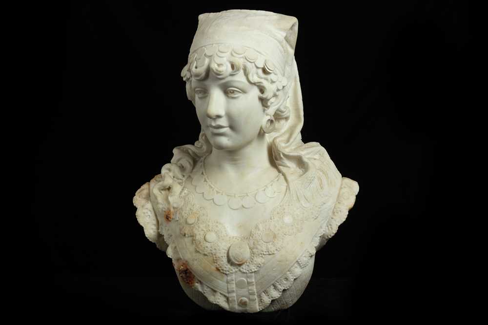 Lot 7 - A LATE 19TH CENTURY ITALIAN MARBLE BUST OF  ODALISQUE  (LA SULAMITIDE) DATED 1890