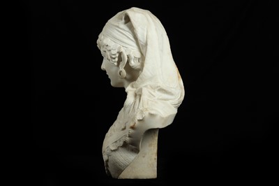 Lot 7 - A LATE 19TH CENTURY ITALIAN MARBLE BUST OF  ODALISQUE  (LA SULAMITIDE) DATED 1890