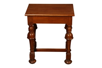Lot 176 - A MAHOGANY RECTANGULAR JOINT STOOL MADE BY CLEMENT BODICOTE
