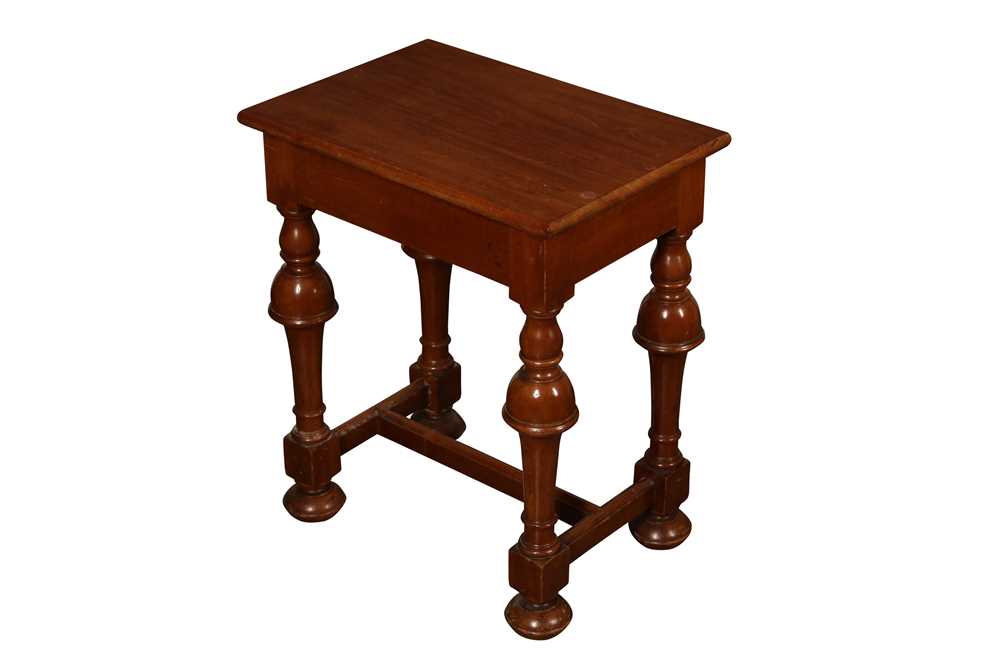 Lot 176 - A MAHOGANY RECTANGULAR JOINT STOOL MADE BY CLEMENT BODICOTE