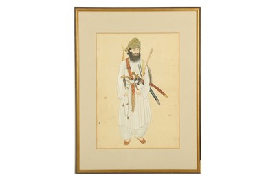 Lot 123 - A PORTRAIT OF A PASHTUN RECRUIT IN THE STYLE OF THE FRASER ALBUM