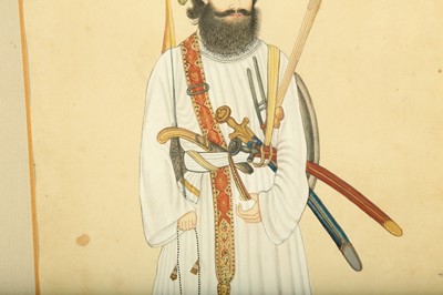 Lot 123 - A PORTRAIT OF A PASHTUN RECRUIT IN THE STYLE OF THE FRASER ALBUM