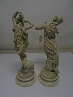 Lot 234 - A PAIR OF ROYAL WORCESTER PARIAN FIGURES OF MORNING DEW AND EVENING DEW, AFTER PRADIER