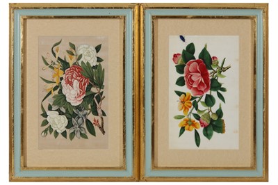 Lot 317 - A COLLECTION OF TWELVE CHINESE EXPORT PAINTINGS OF FLOWERS AND LEAVES, 19TH CENTURY