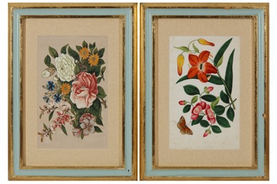 Lot 317 - A COLLECTION OF TWELVE CHINESE EXPORT PAINTINGS OF FLOWERS AND LEAVES, 19TH CENTURY