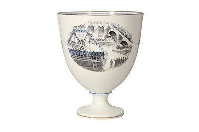 Lot 132 - ERIC RAVILLIOUS (1903-1942) FOR WEDGWOOD, A BOAT RACE TROPHY VASE