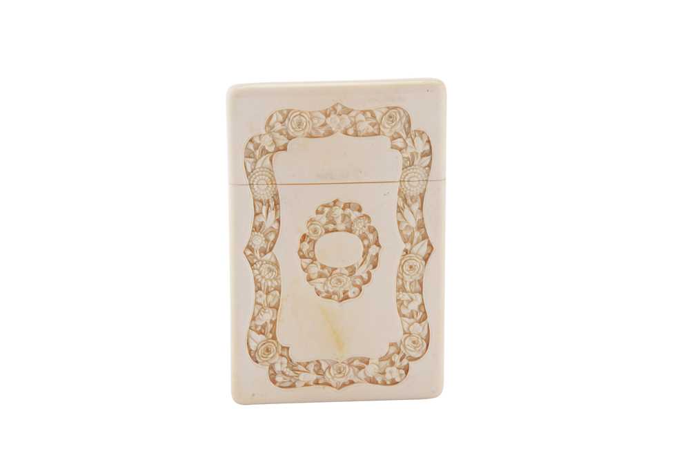 Lot 23 - A late 19th century Chinese carved ivory card case, canton circa 1880