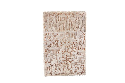Lot 22 - A late 19th century Chinese carved ivory card case, canton circa 1870