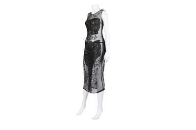 Lot 658 - Black Mesh Embellished Evening Gown
