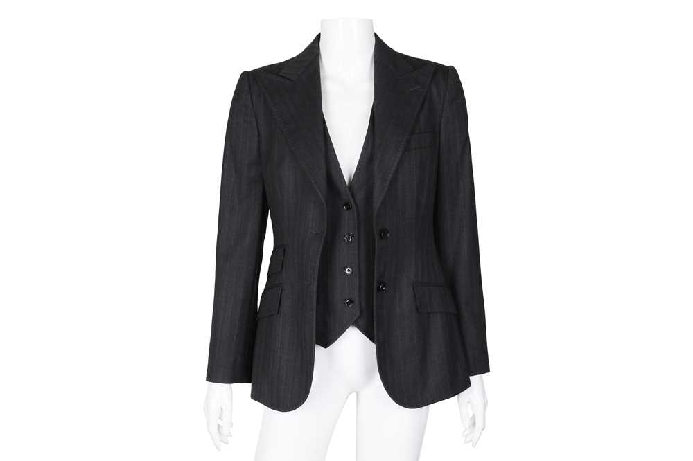 Lot 635 - Dolce & Gabbana Grey Pinstripe Jacket and Waistcoat - size 40