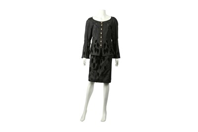 Lot 414 - Christian Lacroix Black Applique Skirt Suit- Size 40