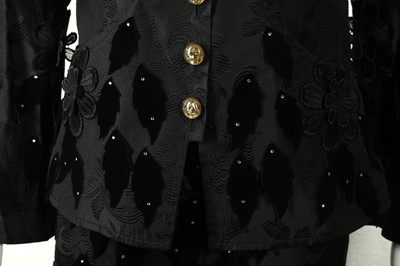 Lot 414 - Christian Lacroix Black Applique Skirt Suit- Size 40