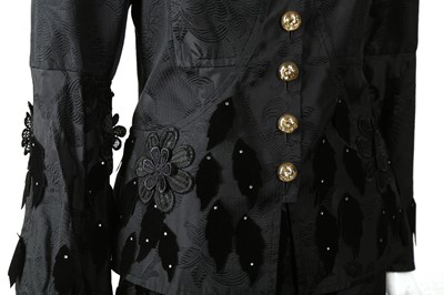 Lot 414 - Christian Lacroix Black Applique Skirt Suit- Size 40