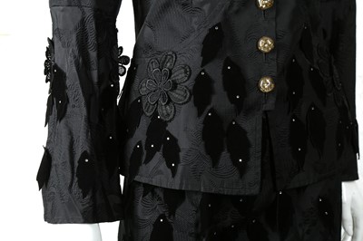 Lot 414 - Christian Lacroix Black Applique Skirt Suit- Size 40