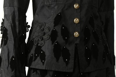 Lot 414 - Christian Lacroix Black Applique Skirt Suit- Size 40