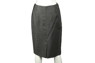 Lot 75 - Burberry Grey Fur Trim Skirt Suit - Size 42