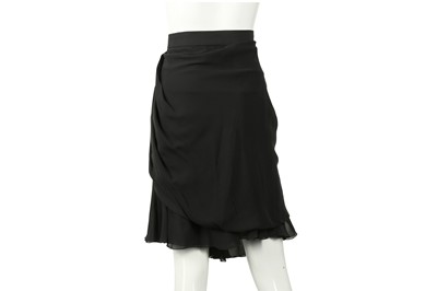 Chanel Black Chiffon Ruffle Train Skirt 38