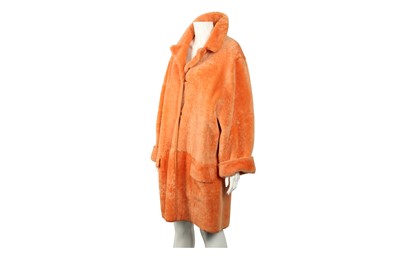 Lot 158 - Escada Peach Reversible Shearling Coat - Size 38