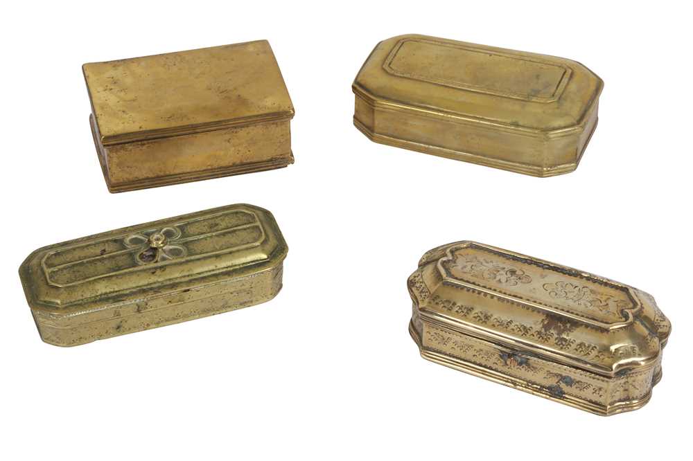 Lot 353 - FOUR BRASS PANDAN LIDDED BOXES