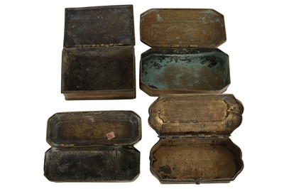 Lot 353 - FOUR BRASS PANDAN LIDDED BOXES