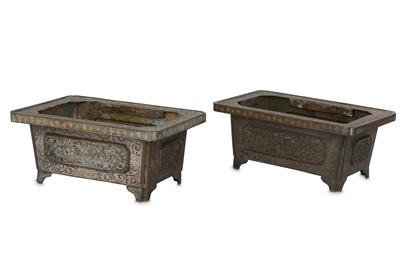 Lot 109 - A PAIR OF CHINESE BRONZE JARDINIERES.