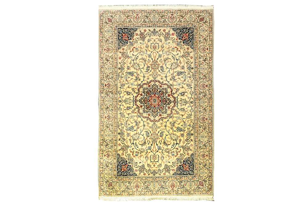 Lot 52 - AN EXTREMELY FINE PART SILK NAIN RUG, CENTRAL PERSIA