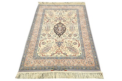 Lot 68 - AN EXTREMELY FINE PART SILK SIGNED ISFAHAN RUG, CENTRAL PERSIA