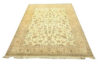 Lot 112 - A VERY FINE PART SILK SIGNED ISFAHAN CARPET, CENTRAL PERSIA