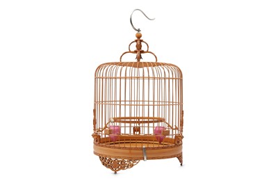 Lot 567 - A CHINESE BAMBOO BIRDCAGE.