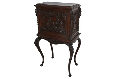 Lot 575 - AN ITALIAN WALNUT ECCLESIASTICAL CABINET ON STAND, 19TH CENTURY