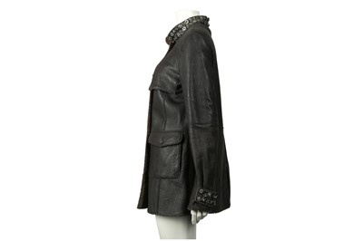 Lot 76 - Chanel Grey Shearling Embellished Jacket - Size 40