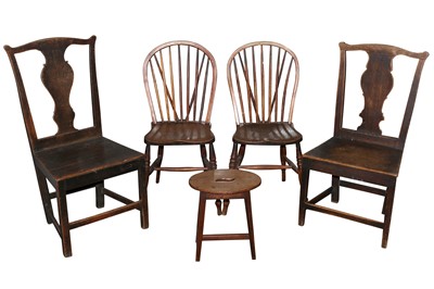 Lot 495 - A NEAR PAIR OF PROVINCIAL DINING CHAIRS, 18TH CENTURY