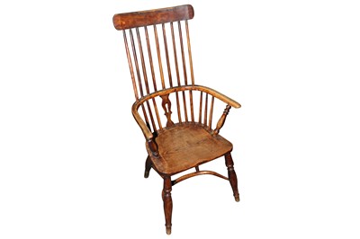 Lot 496 - A ELM AND ASH ARMCHAIR, 19th CENTURY
