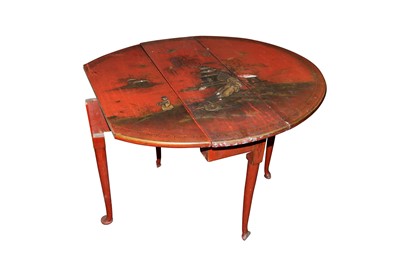 Lot 498 - A PROVINCIAL GATE LEG RED JAPANNED TABLE, 18TH CENTURY