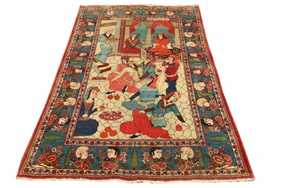 Lot 60 - A FINE KASHAN PICTORIAL RUG, CENTRAL PERSIA