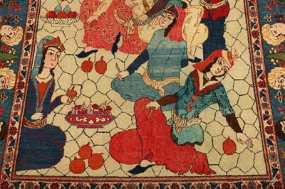 Lot 60 - A FINE KASHAN PICTORIAL RUG, CENTRAL PERSIA