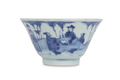 Lot 670 - A CHINESE BLUE AND WHITE 'SCHOLARS' BOWL.