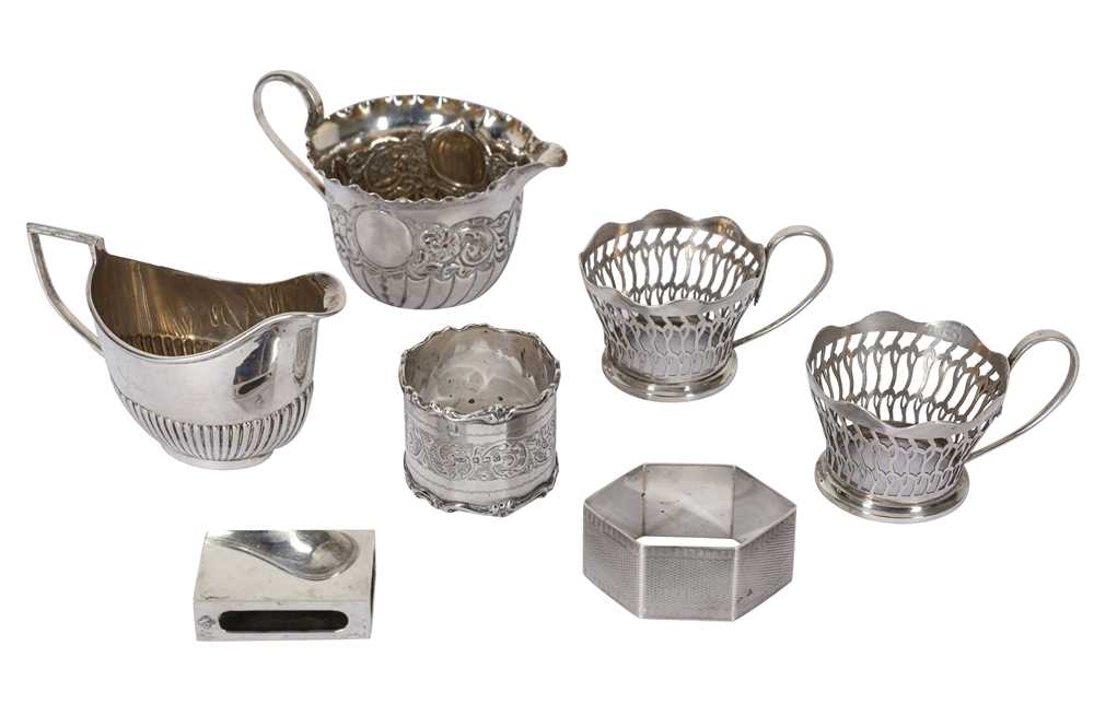Lot 11 - A COLLECTION OF STERLING SILVER ITEMS INCLUDING A VICTORIAN MILK JUG