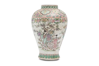 Lot 550 - A BALUSTER 'LADIES AND BLOSSOMS' VASE.