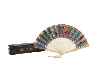 Lot 775 - λ A CHINESE CANTON IVORY FAN.