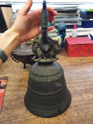 Lot 736 - A BURMESE BRONZE BELL.